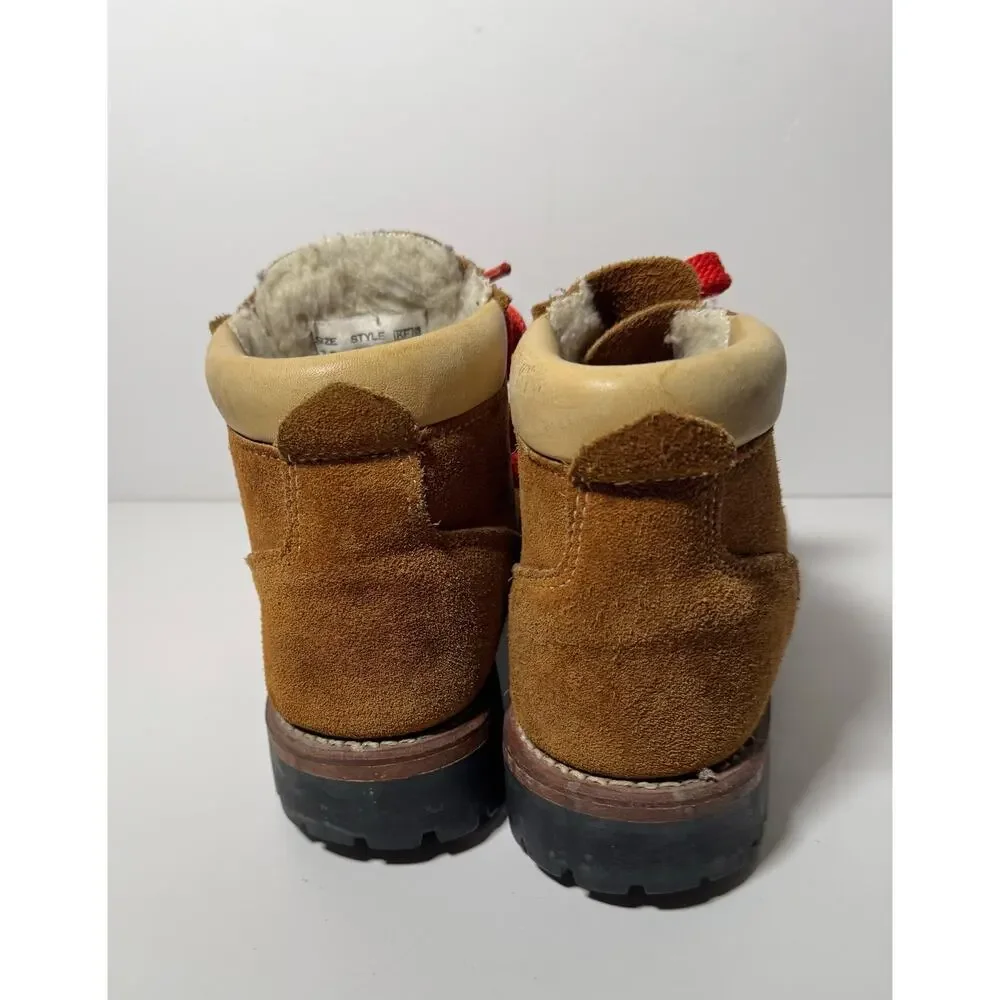 Vintage 70s Mont Blanc Hiking Boots Leather Sherpa Lined Vibram‎ Men 7B/Women 9